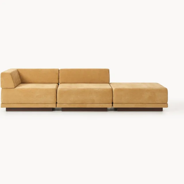 Westwing Collection Modulaire bank Colin (4-zits) met poef Bruin, Geel
