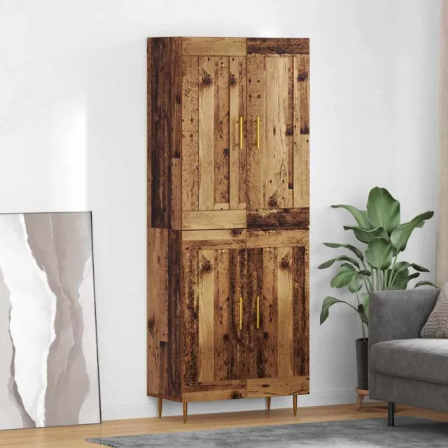 vidaXL Hoge kast Oud Hout 69,5 x 34 x 180 cm Bewerkt hout Bruin