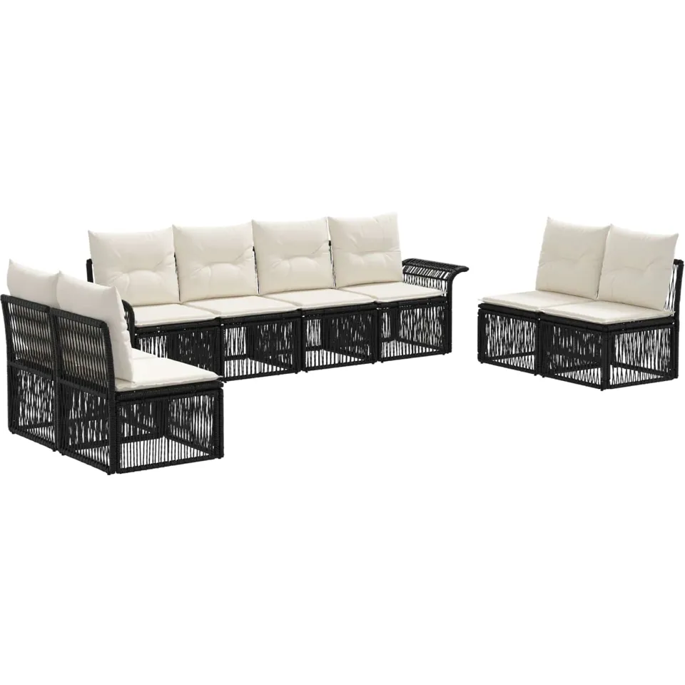 vidaXL Tuinbankenset 8 st 8-zits Zwart poly rattan, foto 3