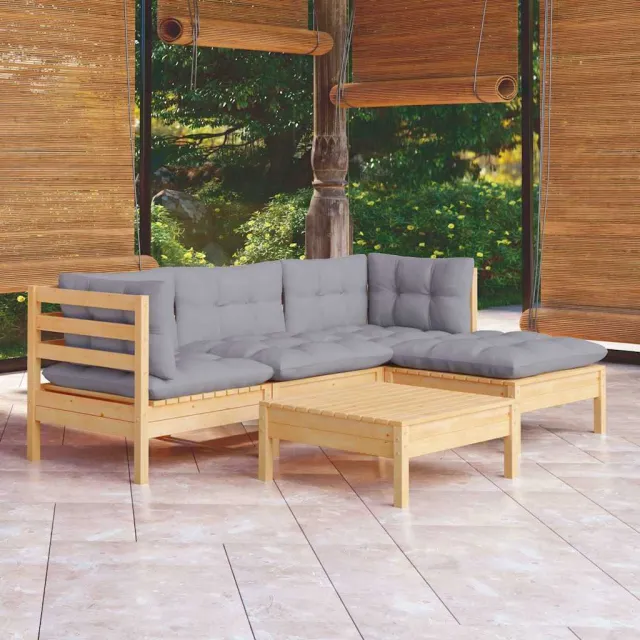 vidaXL 5-delige Loungeset met grijze kussens grenenhout grijs, foto 2