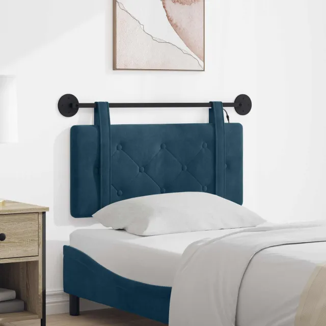 vidaXL Hangend hoofdbord Blauw Fluweel