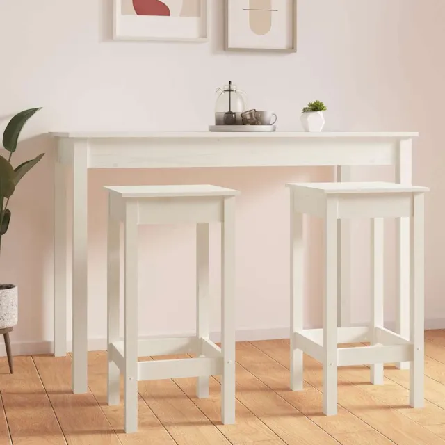 vidaXL Barstoelen 2 st 40x40x78 cm massief grenenhout wit, foto 2