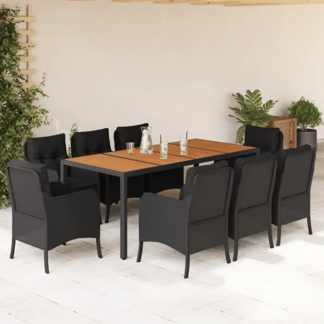 vidaXL 9-delige Tuinset poly rattan zwart, foto 2