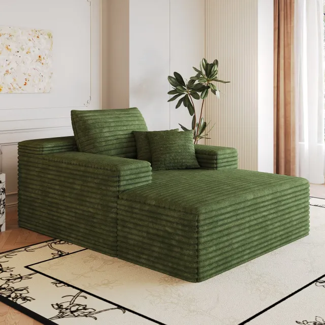 CHICFURN Chaise longue - Zonder montage - 1-zits - Groen