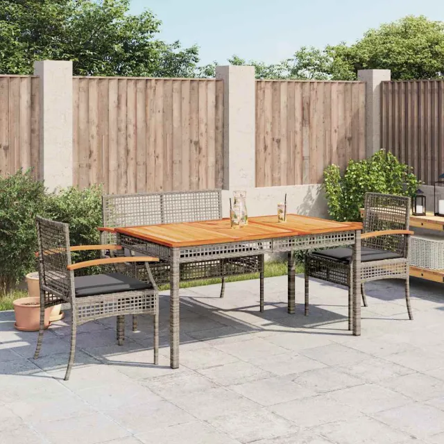 vidaXL 4-delige Tuinset met kussens poly rattan grijs, foto 2