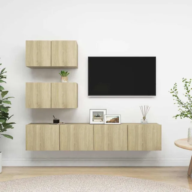 vidaXL 4-delige Tv-meubelset bewerkt hout sonoma eikenkleurig, foto 2