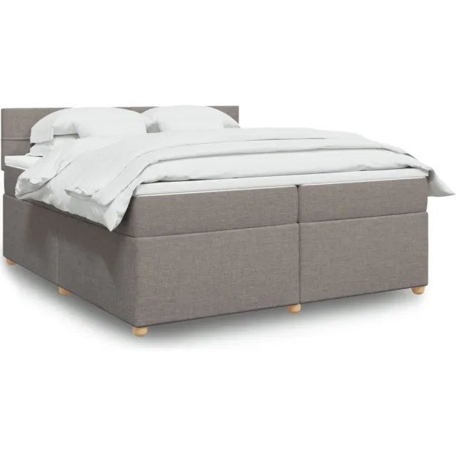 vidaXL Boxspring met matras stof taupe 200x200 cm