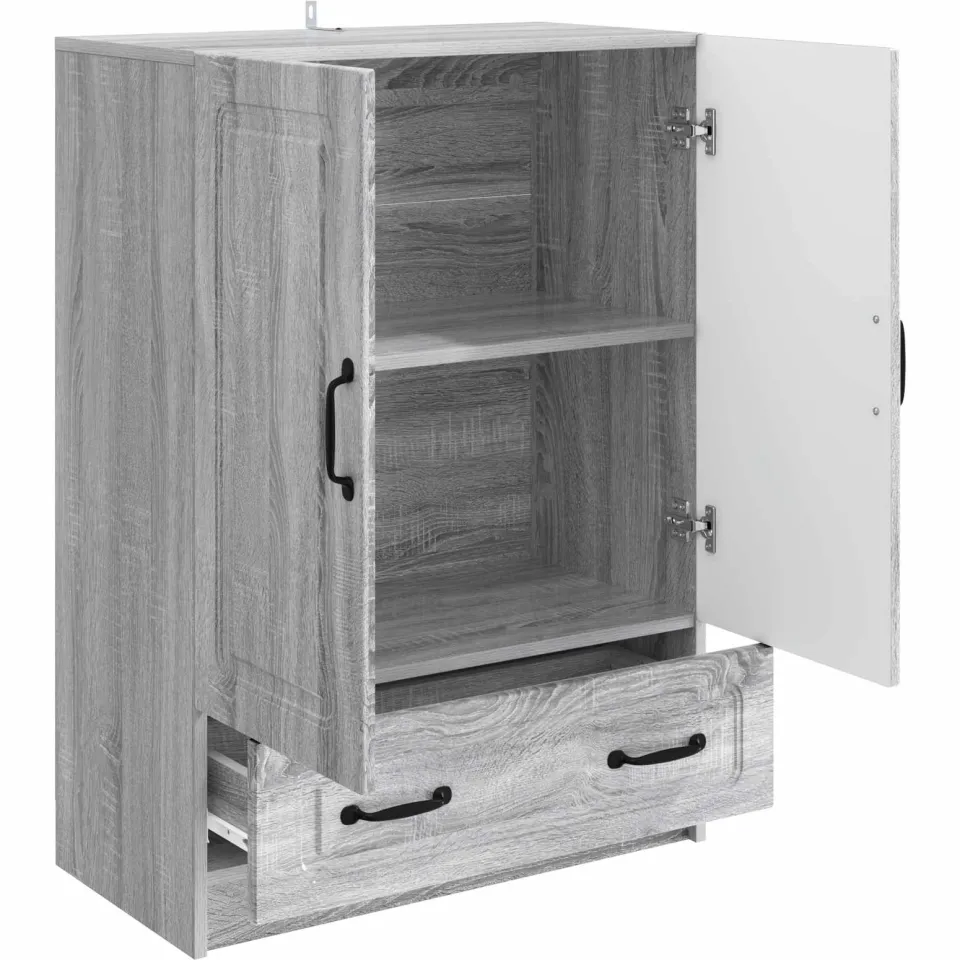 vidaXL Dressoir met lade Grijs sonoma 66 x 34,5 x 92 cm Bewerkt hout, foto 4
