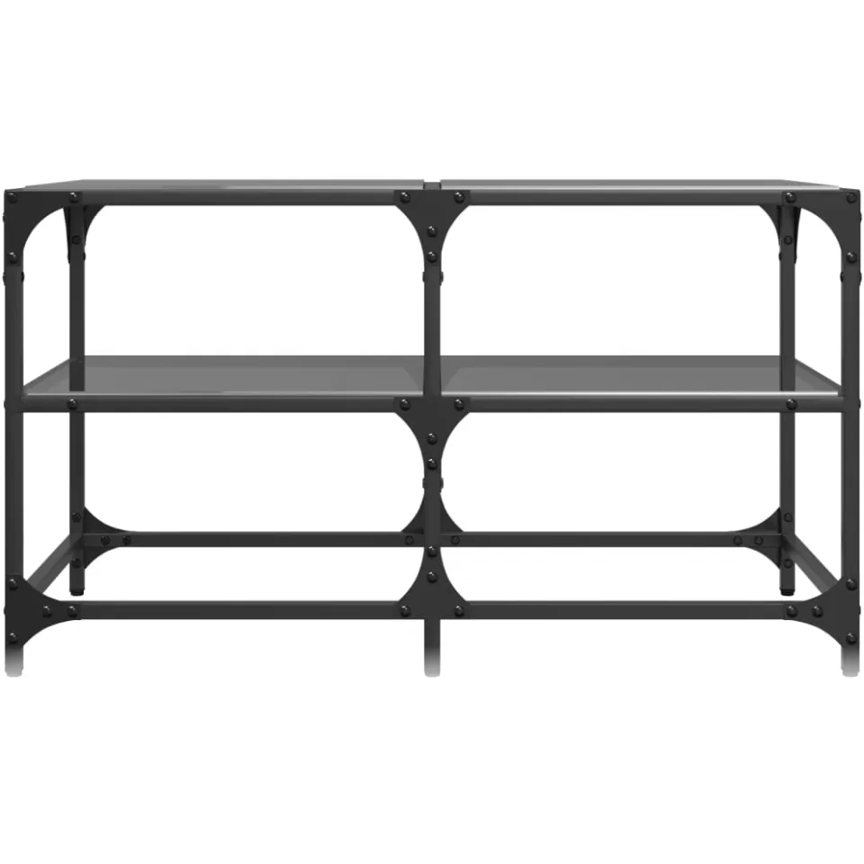 vidaXL Salontafel met zwart glazen blad 78,5x40x45 cm staal