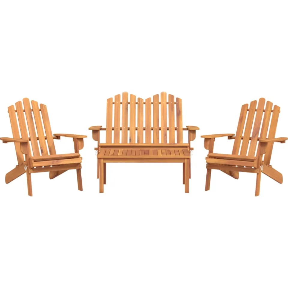vidaXL 4-delige Loungeset Adirondack massief acaciahout Bruin