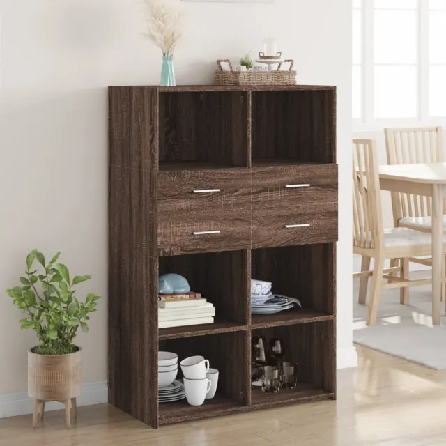 vidaXL Hoge kast 80x42,5x124 cm bewerkt hout bruin eikenkleurig, foto 2