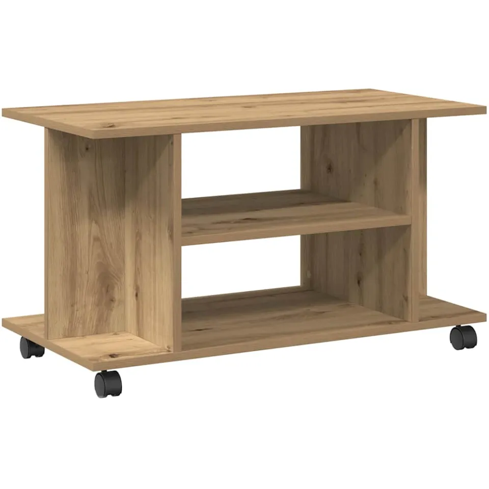vidaXL Tv-meubel met wieltjes 80x40x45cm bewerkt hout artisanaal eiken, foto 3