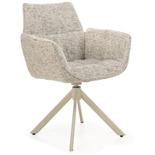 Moods Collection Eetkamerstoel Monaco draaibaar Venus beige - Be fine light grey 120 Grijs