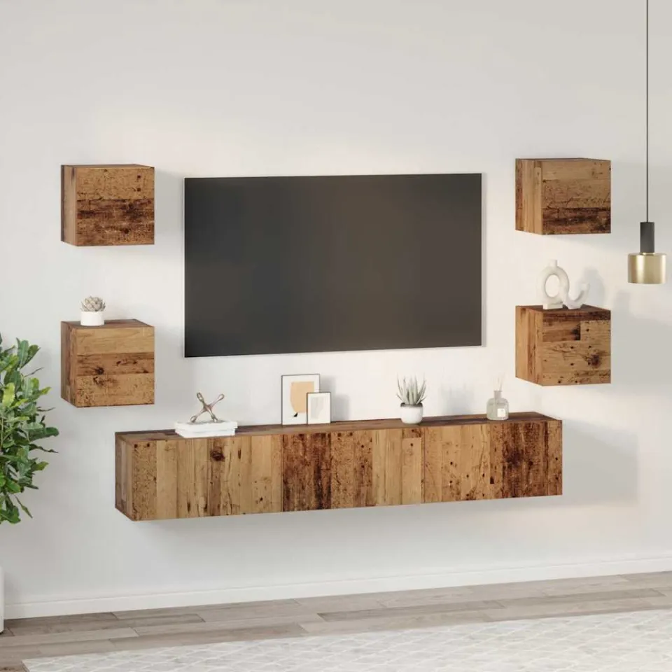 vidaXL Tv-meubelset 7 st 60 x 30 x 30 cm Oud Hout bruin, foto 4