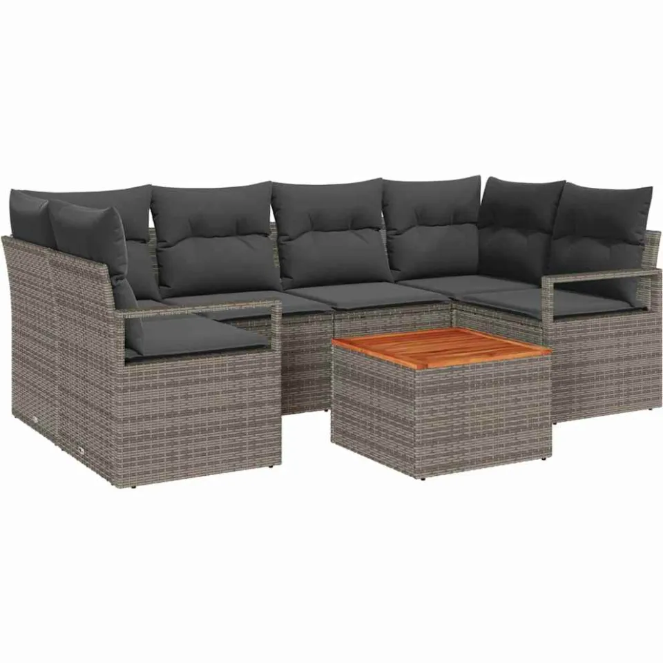 vidaXL Tuinbankenset 7 st Grijs poly rattan