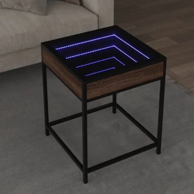 vidaXL Salontafel met Infinity LED 40x40x51 cm bruin eikenkleurig, foto 2