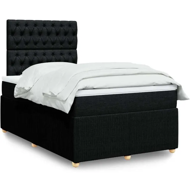 vidaXL Boxspring met matras stof zwart 120x200 cm
