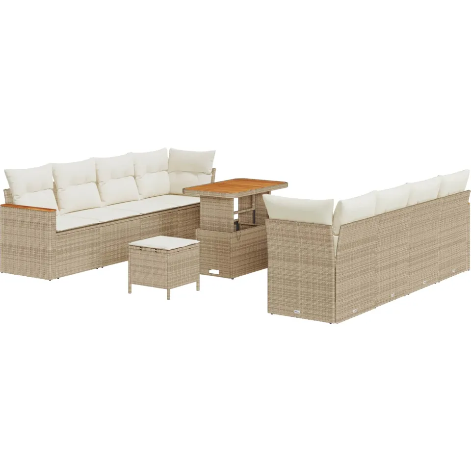 vidaXL Tuinbankenset 11 st Beige poly rattan