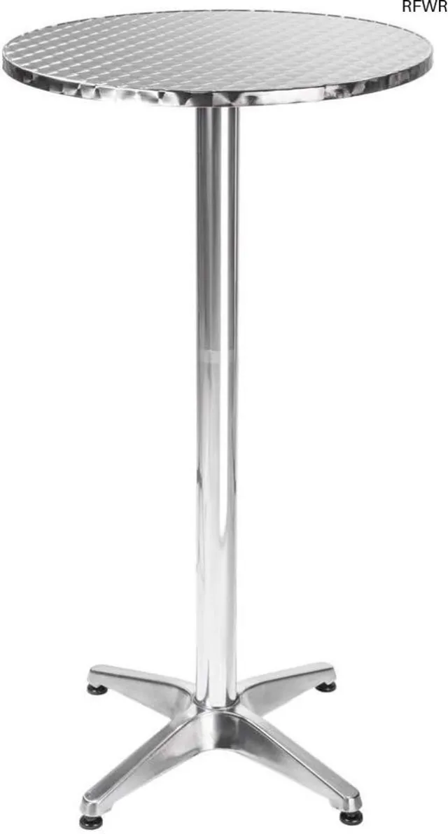 RFWR Opvouwbare Bistrotafel Ø 60 cm - Hoogte Verstelbaar, Aluminium Tuintafel voor Binnen en Buiten zilver