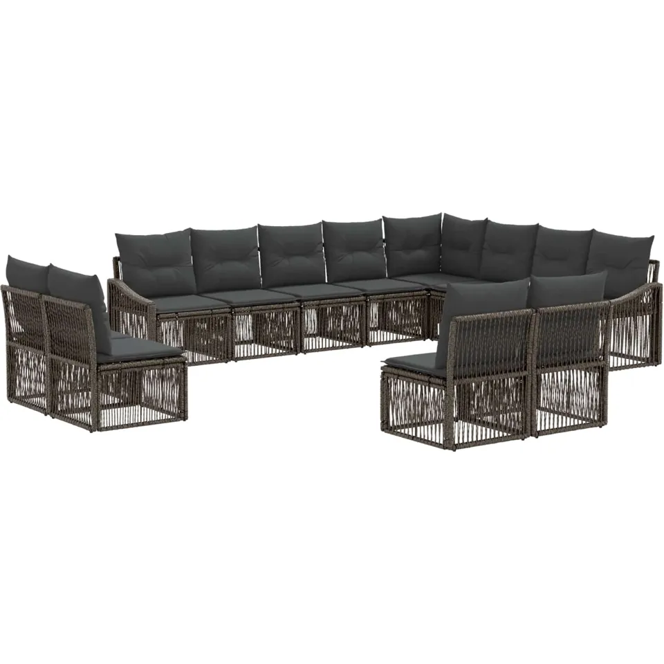 vidaXL Tuinbankenset 12 st 12-zits Grijs poly rattan, foto 3