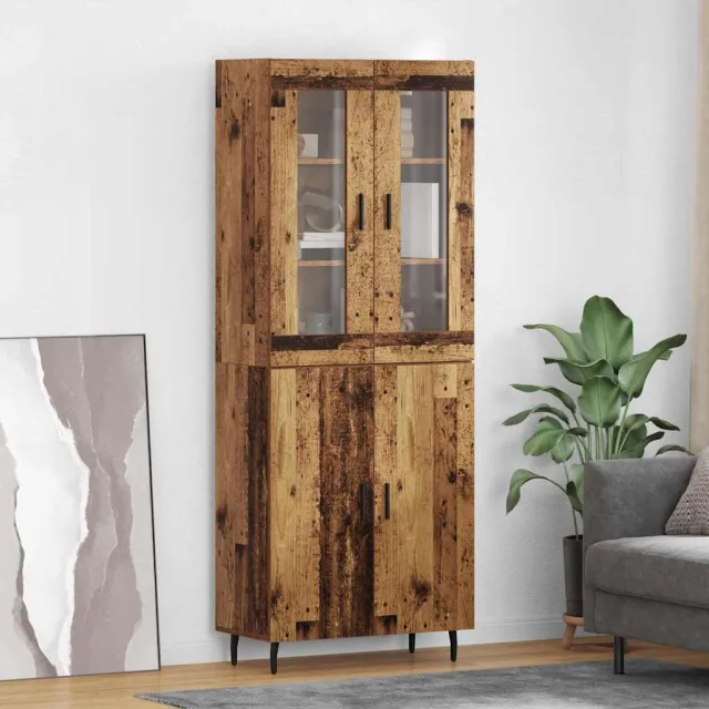 vidaXL Hoge kast 2 st Oud Hout 69,5 x 34 x 180 cm Bewerkt hout Bruin