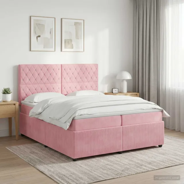 vidaXL Boxspringbed met matras Roze 200 x 200 cm Fluweel