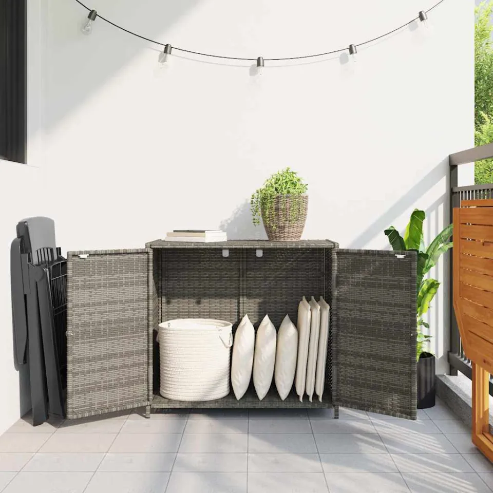 vidaXL Tuinkast 83x45x76 cm poly rattan grijs, foto 2