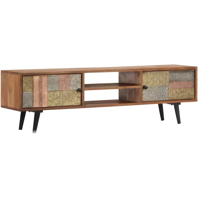vidaXL Tv-meubel 140x30x40 cm massief acaciahout Meerkleurig