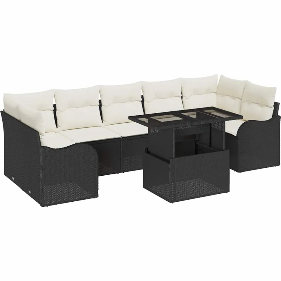vidaXL Tuin Sofa Set 8 st Zwart poly rattan