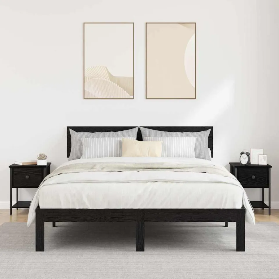 vidaXL Nachtkastje 2 st Zwart Eiken 34 x 35,5 x 45 cm Bewerkt hout, foto 4