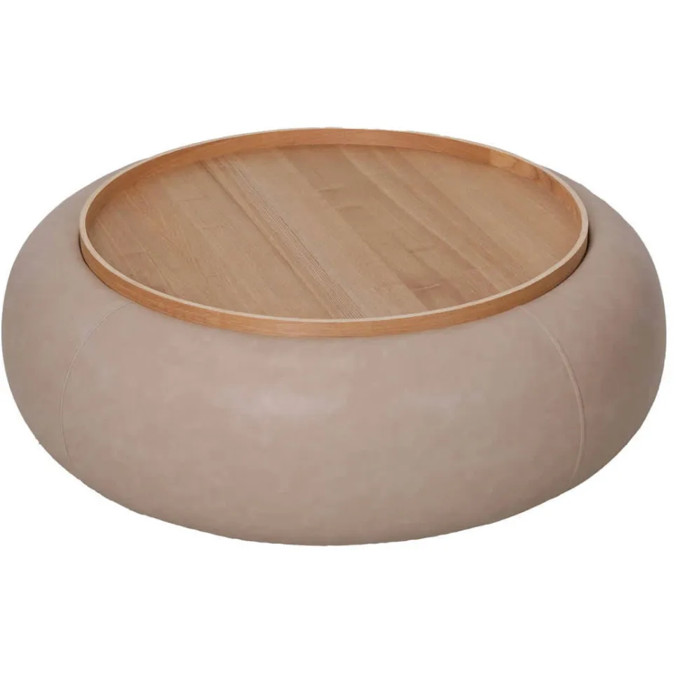 Giga Meubel Salontafel Draby - Taupe/Naturel - Met Opbergruimte - Ø102cm, foto 2