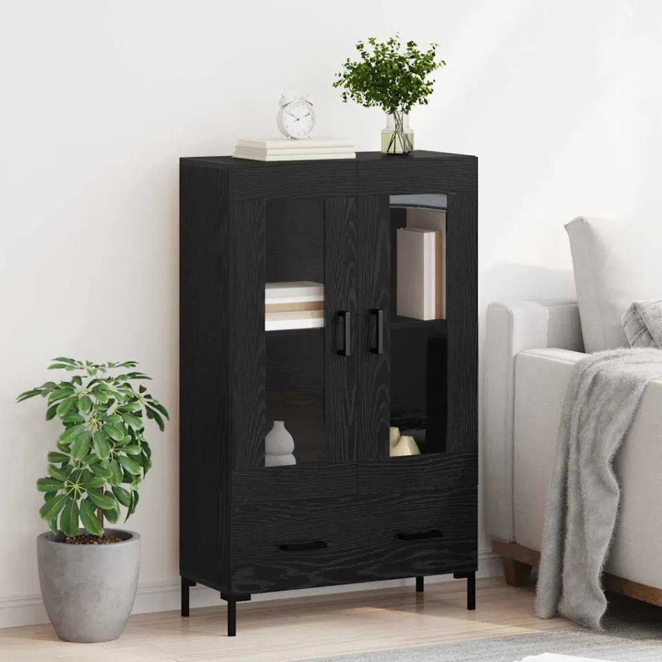 vidaXL Highboard Zwart Eiken 69,5 x 31 x 115 cm Bewerkt hout, foto 4