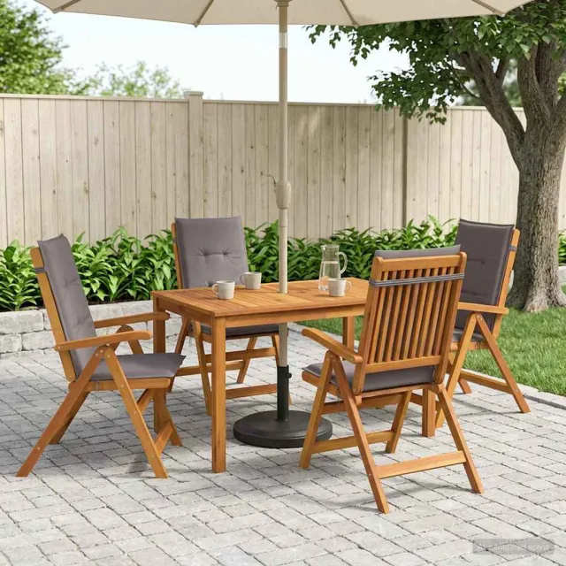 vidaXL 5-Piece Garden Dining Set 4-zits Antraciet Massief Acaciahout, foto 2