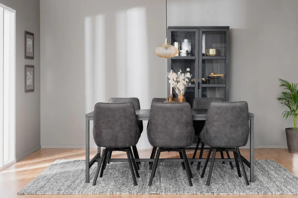 Rowico Home Alison draaibare eetkamerstoel kunstleer donkergrijs grijs, foto 4