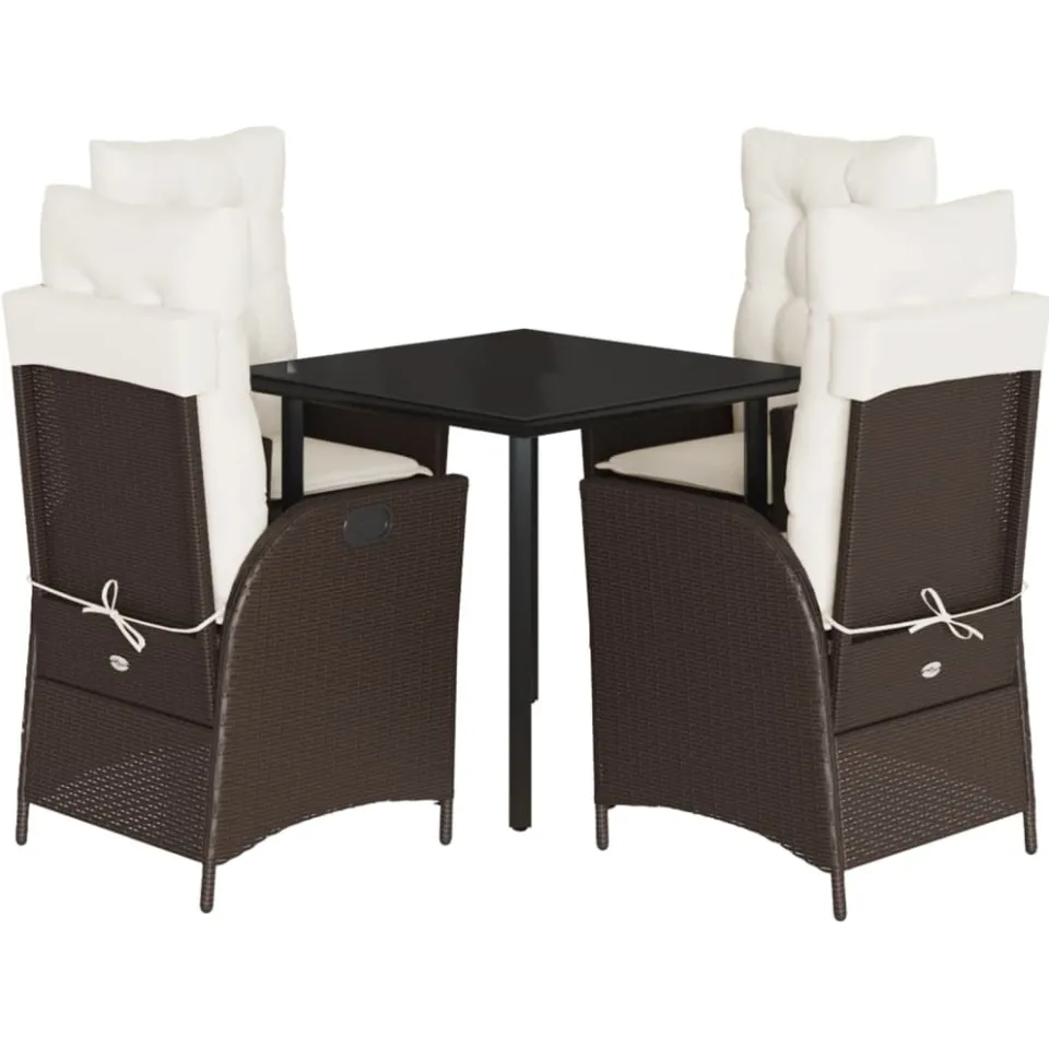 vidaXL 5-delige Tuinset met kussens poly rattan bruin, foto 3