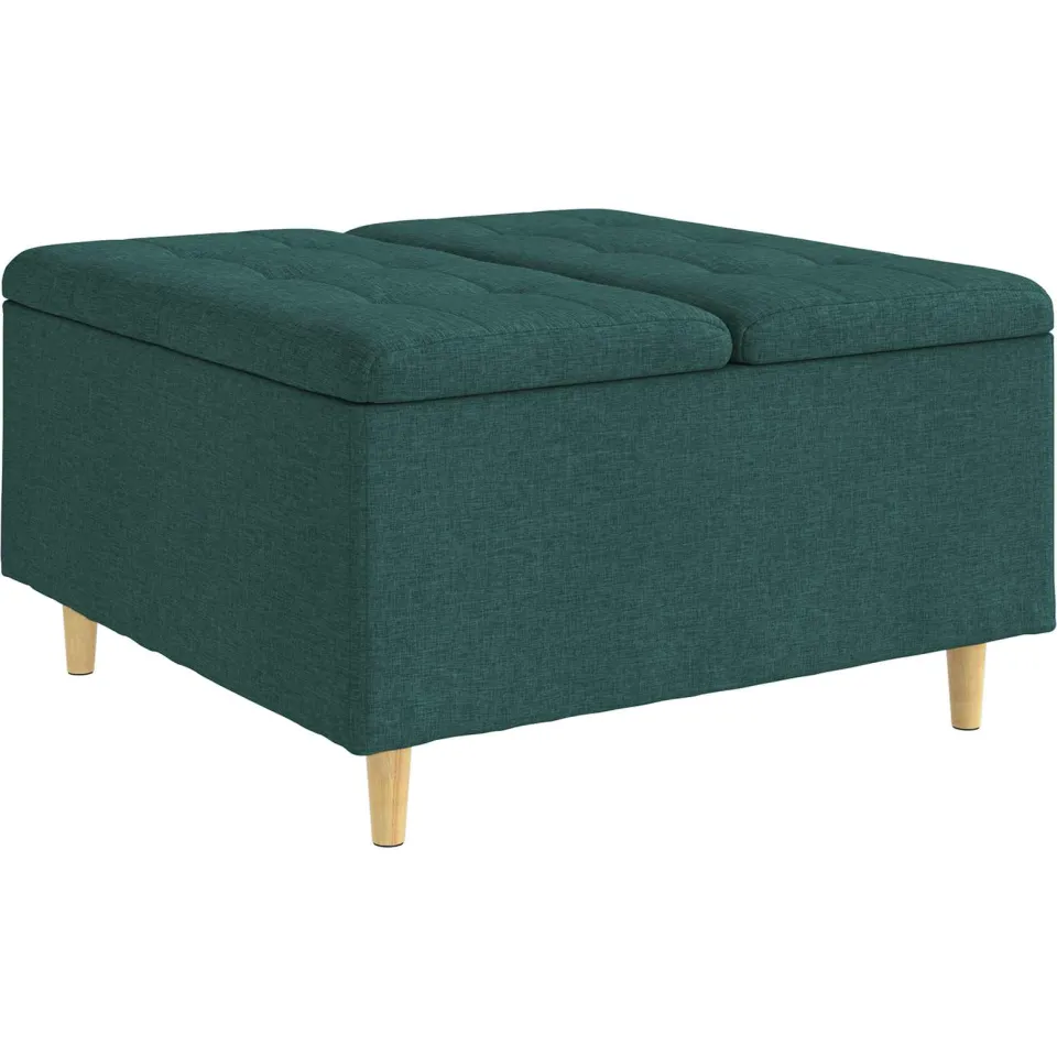 vidaXL Ottoman met Opbergruimte Donkergroen 80 x 80 x 45 cm Stof groen, foto 3