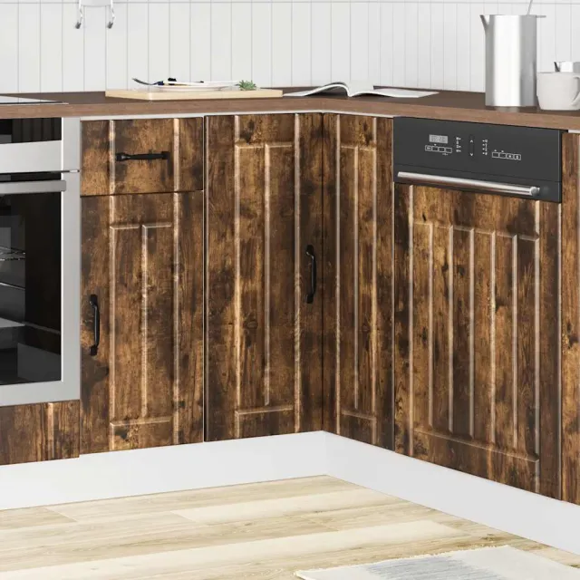 vidaXL Keuken hoekonderkast Lucca bewerkt hout gerookt eikenkleurig Bruin