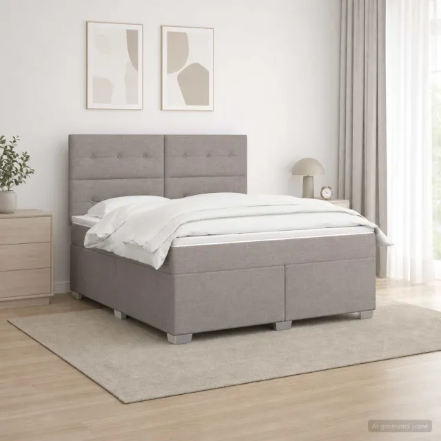 vidaXL Boxspringbed met matras met hoofdeinde Taupe 160 x 200 cm Stof