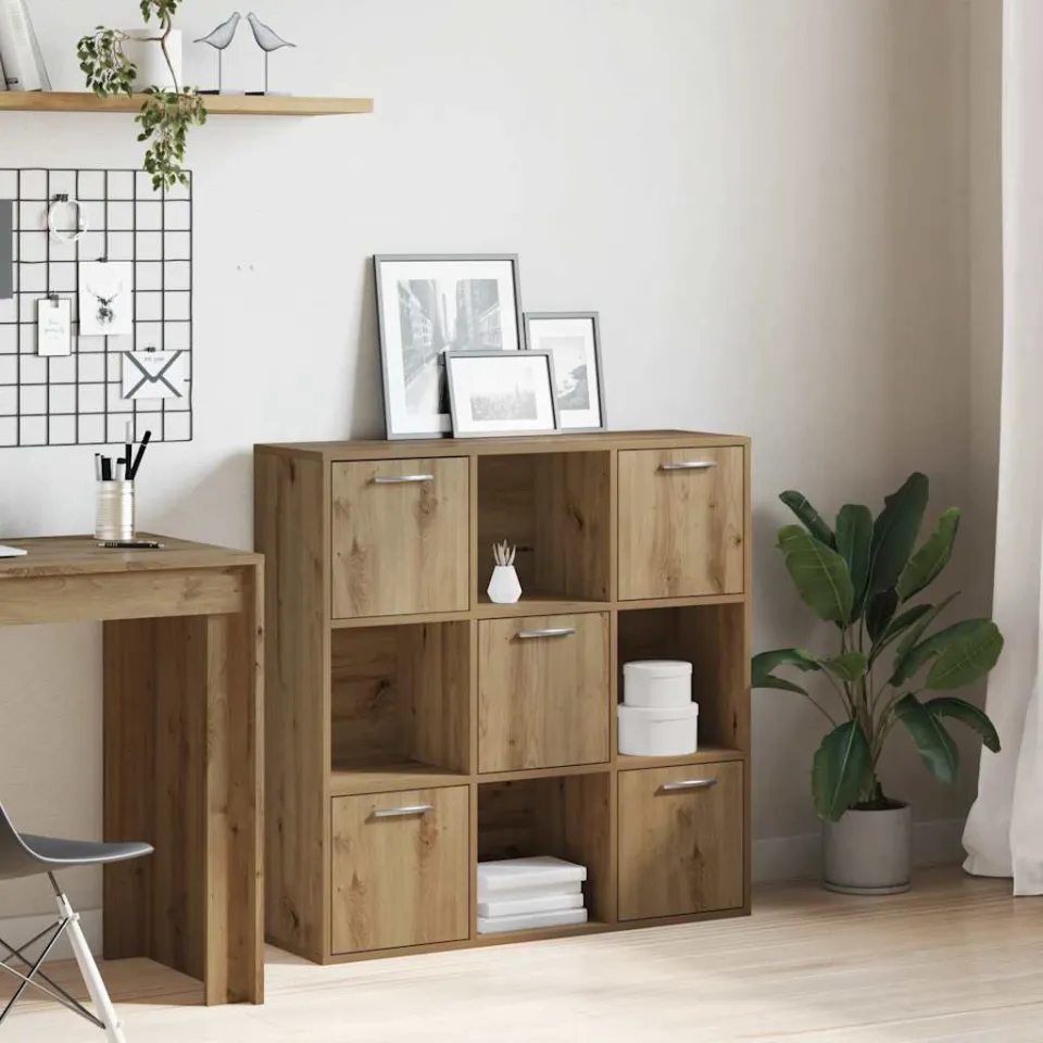 vidaXL Boekenrek 90x28x90 cm bewerkt hout artisanaal eikenkleurig, foto 3
