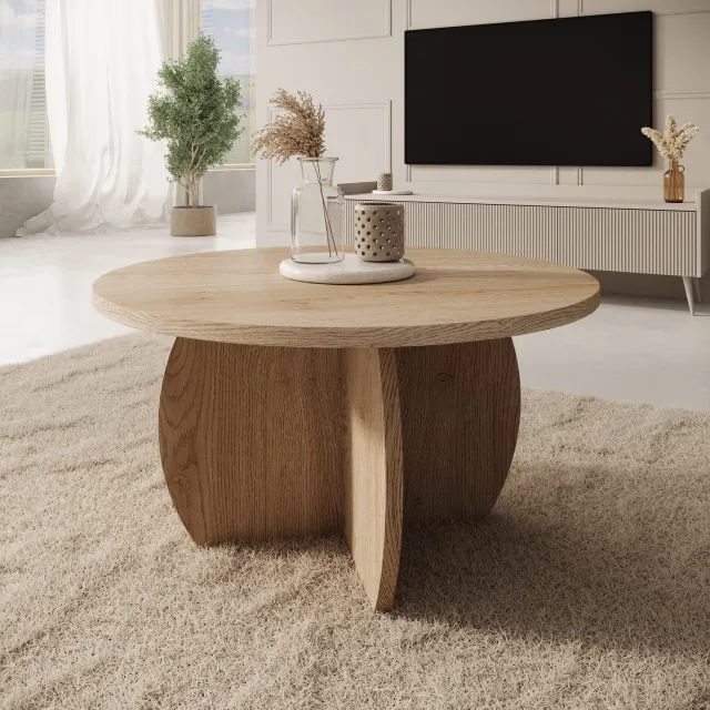 MEUBELLA Trada - Salontafel - Licht eikenpatroon - 74x74x40 cm Bruin