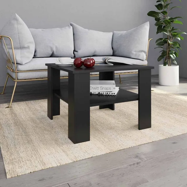 vidaXL Salontafel 60x60x42 cm bewerkt hout zwart, foto 2
