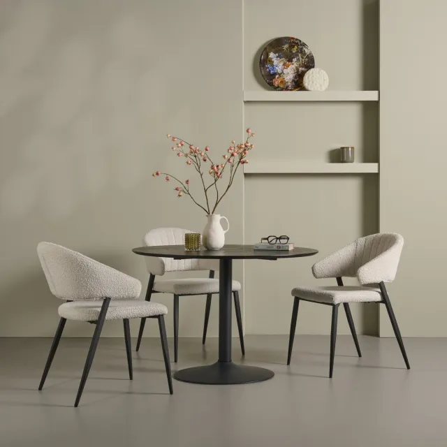 Woonexpress Eettafel Heeze - MDF - Zwart - Ø 110 cm - 74 cm hoog - Rond - Eetkamertafel - Keukentafel