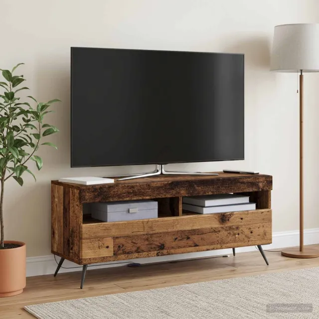 vidaXL LED tv-meubel Oud hout Bewerkt hout Bruin