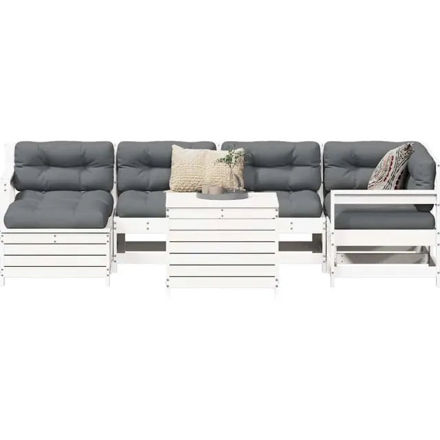 vidaXL 7-delige Loungeset massief grenenhout wit, foto 2