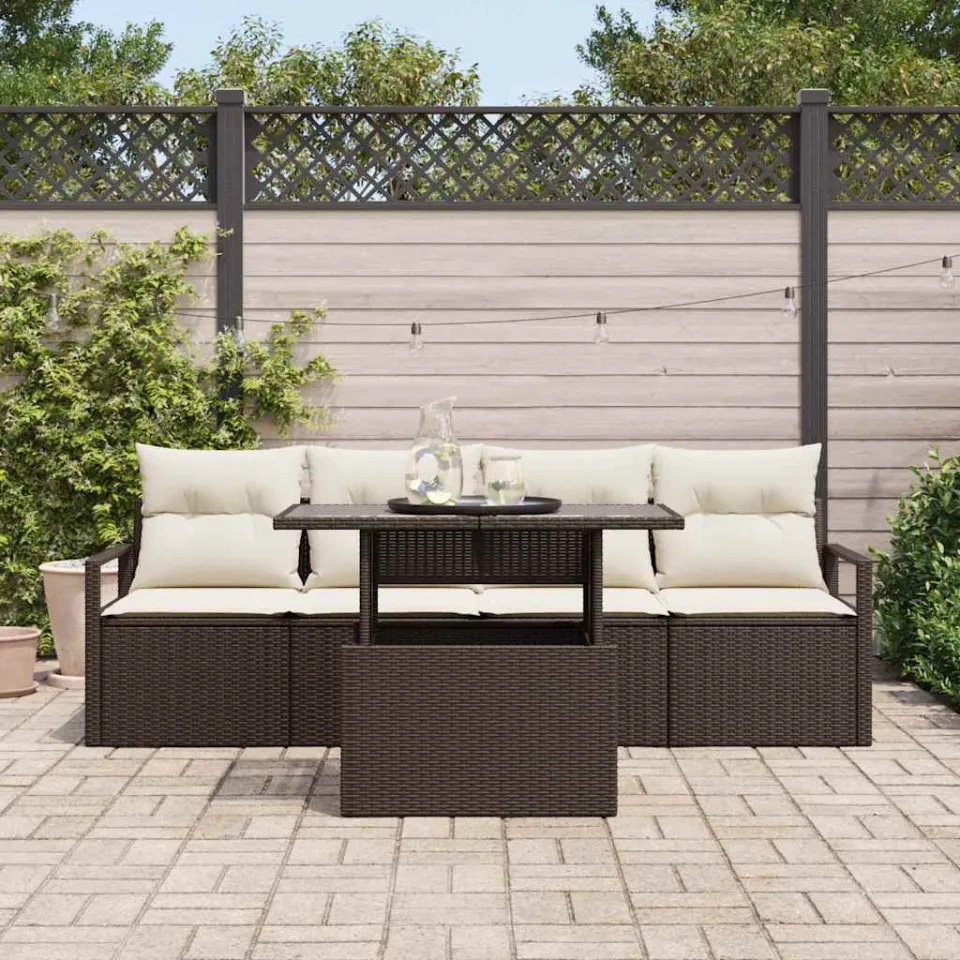 vidaXL Tuin Sofa Set 5 st Bruin Poly riet, foto 3