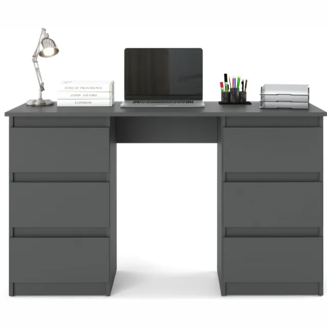 Meubel Square Bureau Bernova - Antraciet - Kindertafel met 6 lades