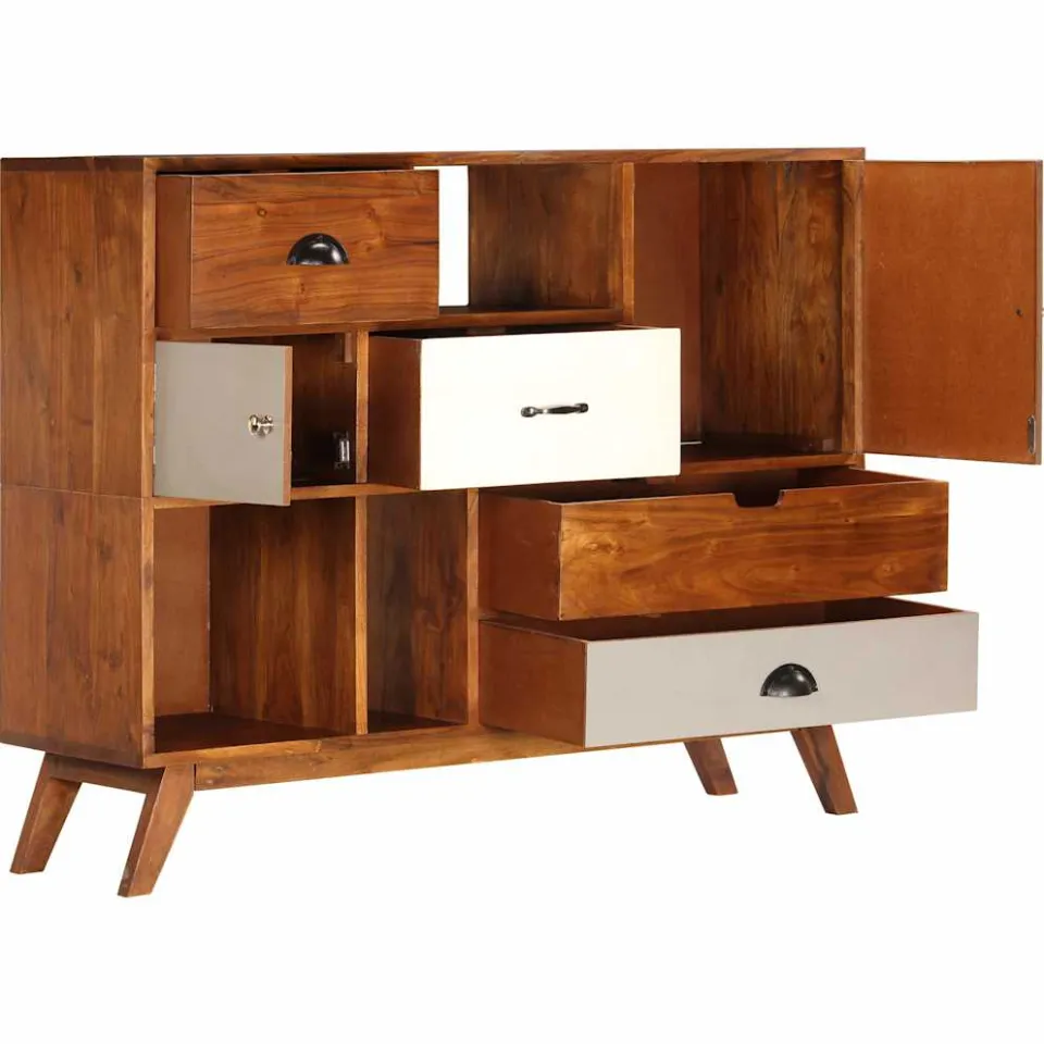 vidaXL Dressoir 115x35x86 cm massief acaciahout meerkleurig, foto 4