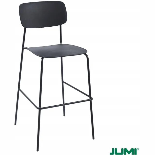 Jumi 2x Hocker Barstoel Keuken Zwart Kunststof - Jumi