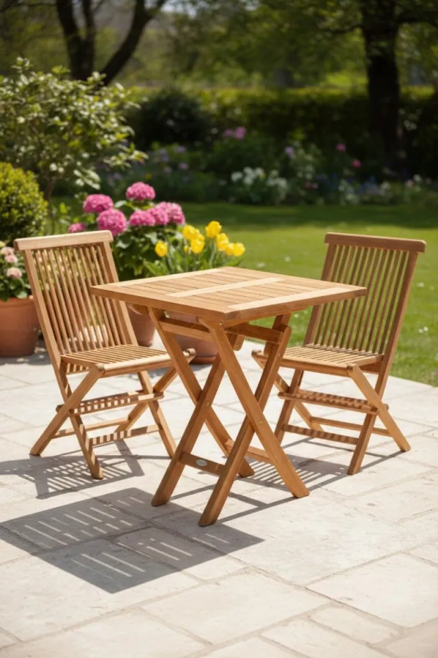 teakea Vierkante tuintafel teak 60 x 60 cm - inklapbaar Bruin