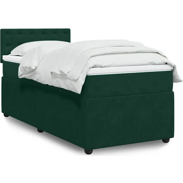 vidaXL Boxspring met matras fluweel donkergroen 80x200 cm